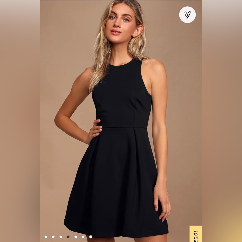 Lulu’s Black Cut-Out Back Skater Dress Small